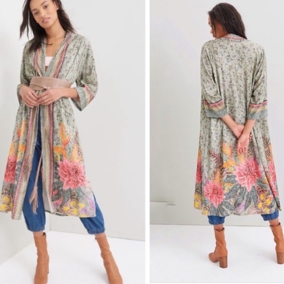 Anthropologie Sweaters - Anthropologie Tinopi Burnout Velvet Duster Kimono